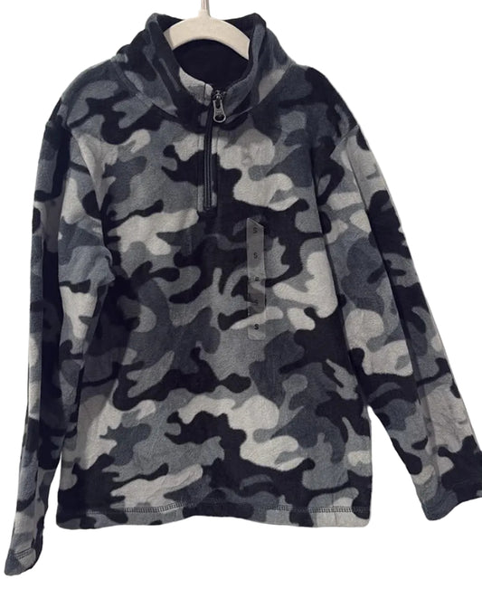 The Children's Place grey and black camouflage quarter-zip fleece size 5/6