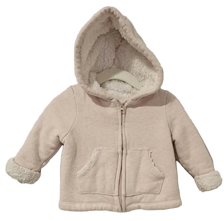 Front of pale pink Joe Fresh plush-lined hooded jacket