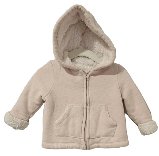 Front of pale pink Joe Fresh plush-lined hooded jacket