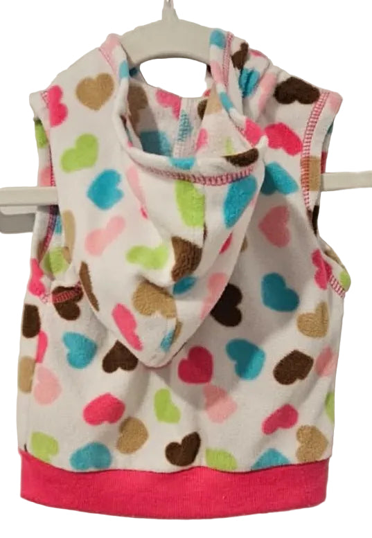 Back of heart-print hooded fleece vest