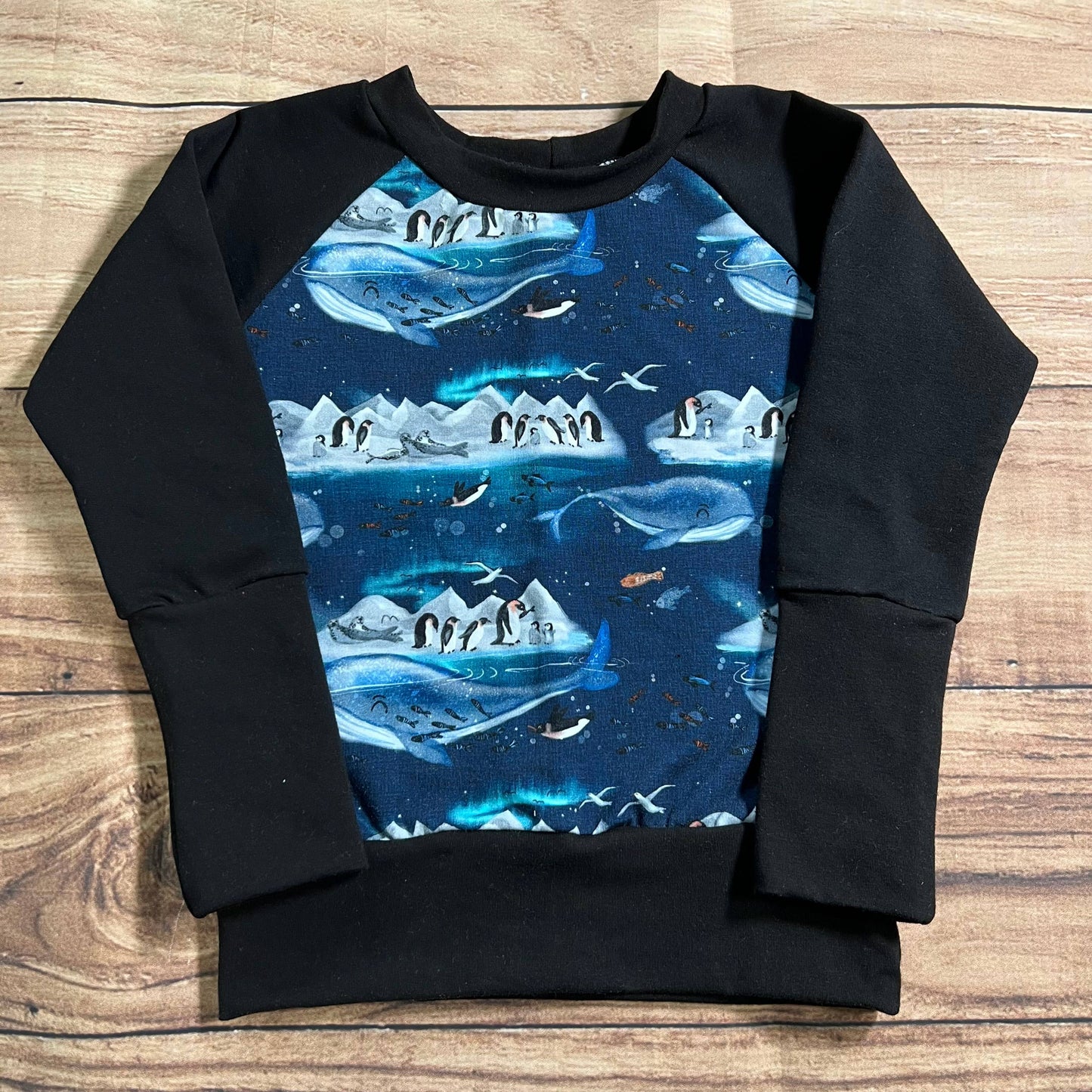 Penguin Whale Island Black Grow With Me Sweater: 1-3 Years