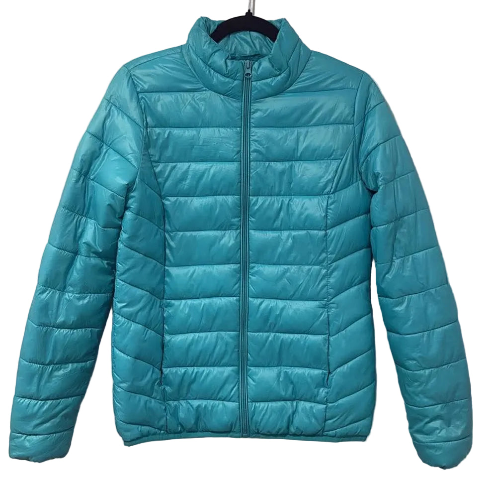Back of turquoise George puffer jacket