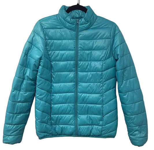 Back of turquoise George puffer jacket