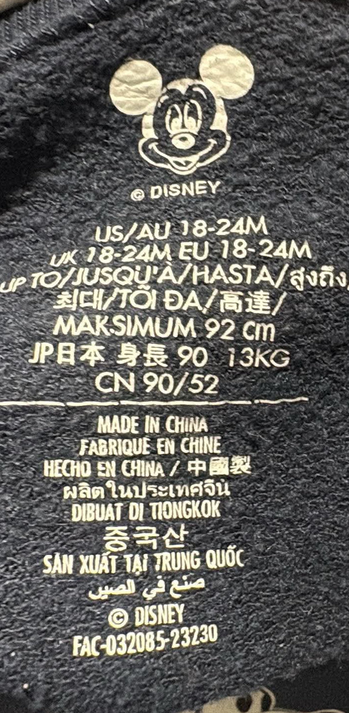 Disney size label showing 18–24 months