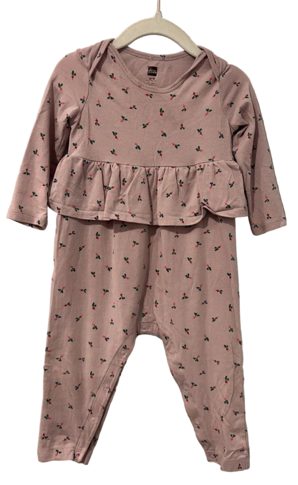 Tea Collection Blush Cherry Print Peplum Romper 12-18M