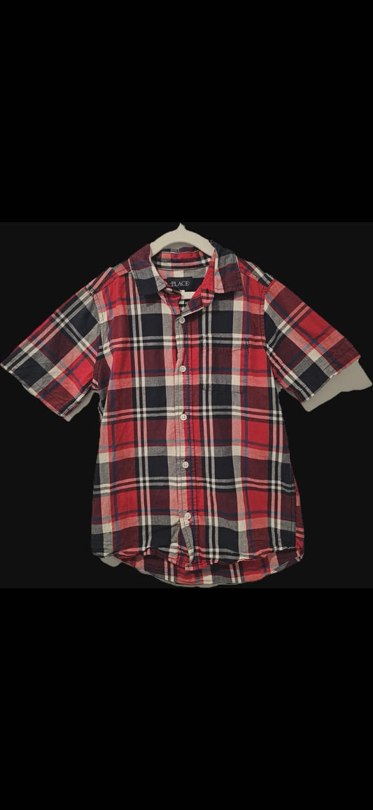 Children's Place Red Button up Dress Shirt 7-8