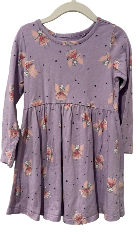 Anko lavender fairy-print long-sleeved dress, front view