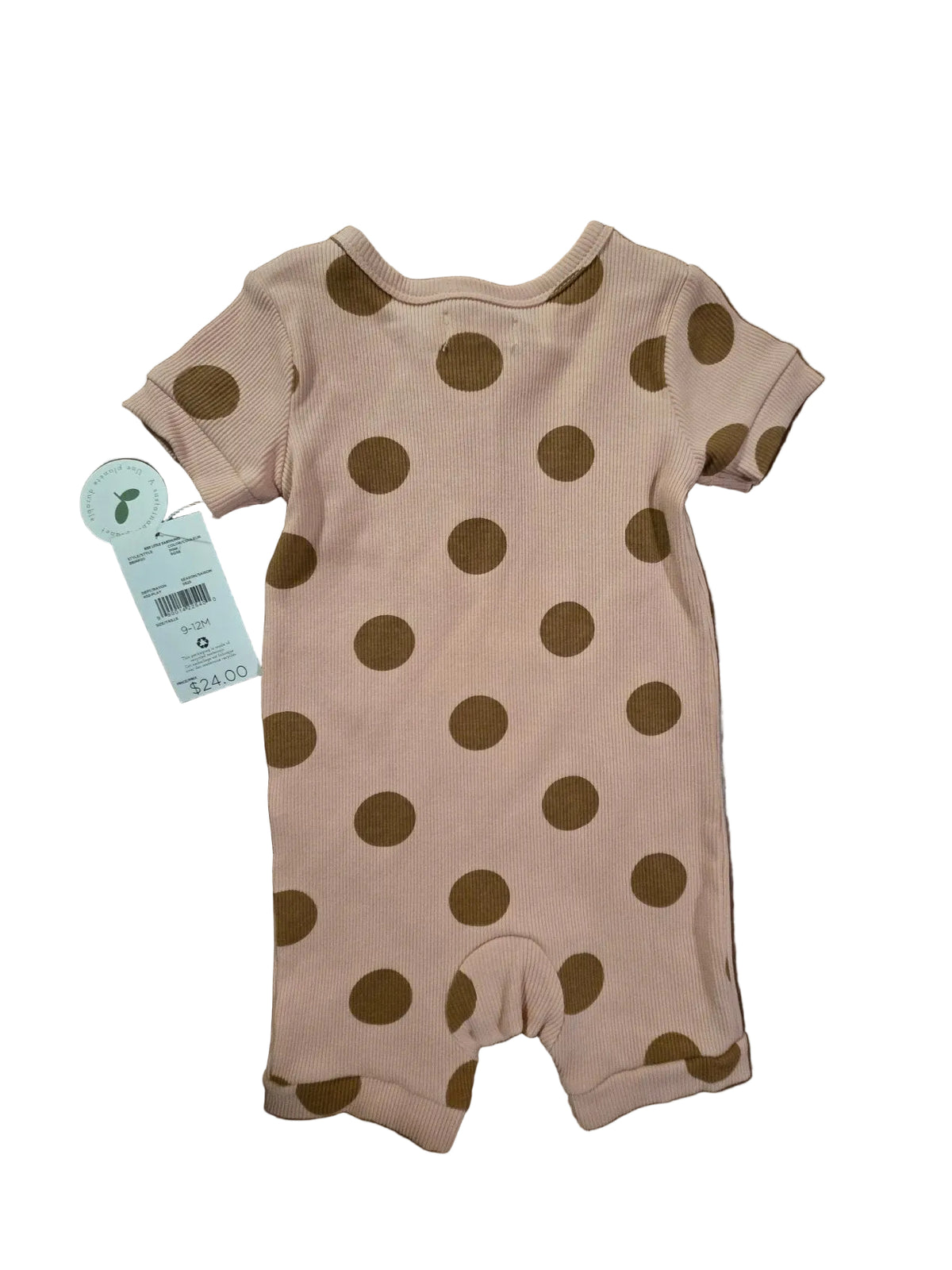 Rise Little Earthling Pink Polka Dot Ribbed Romper, 9-12M – New With Tags