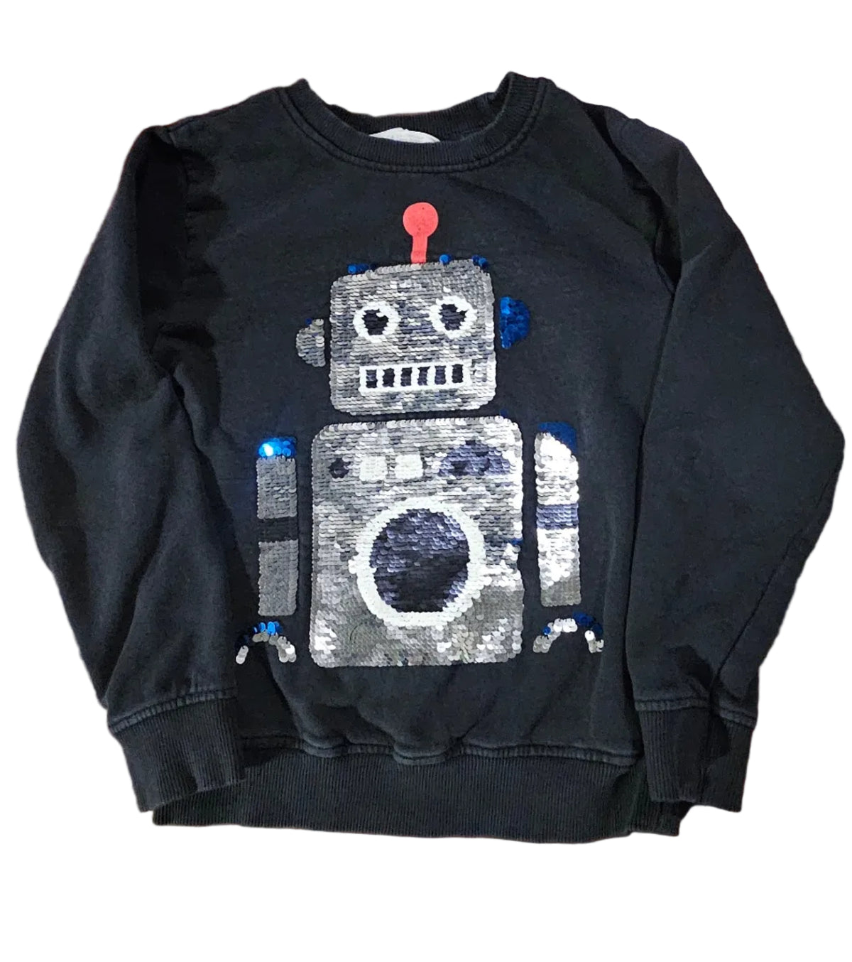 Charcoal sweatshirt with silver sequin robot