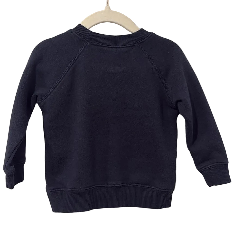 Back of navy Disney sweatshirt