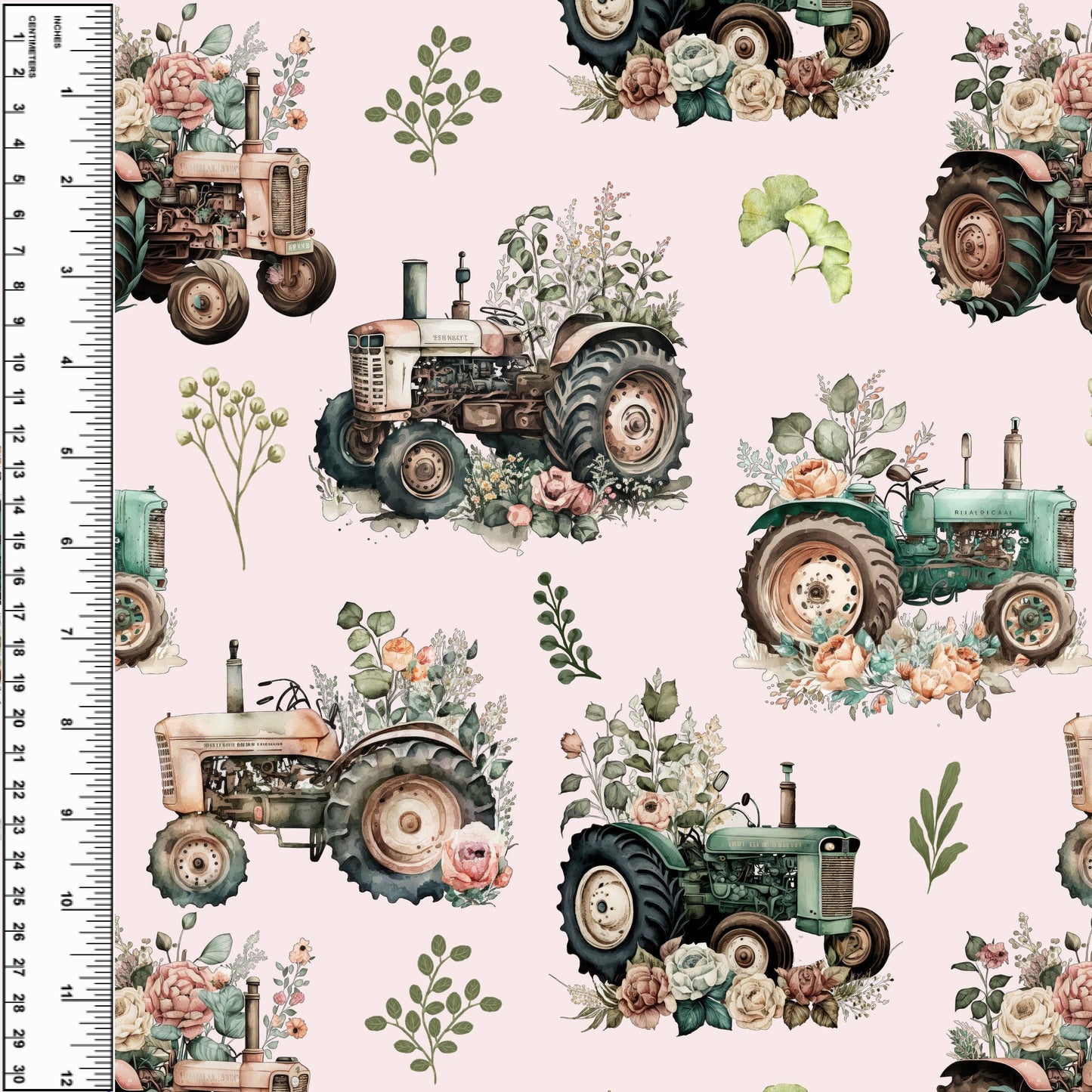 Vintage Floral Tractors Toddler Blanket