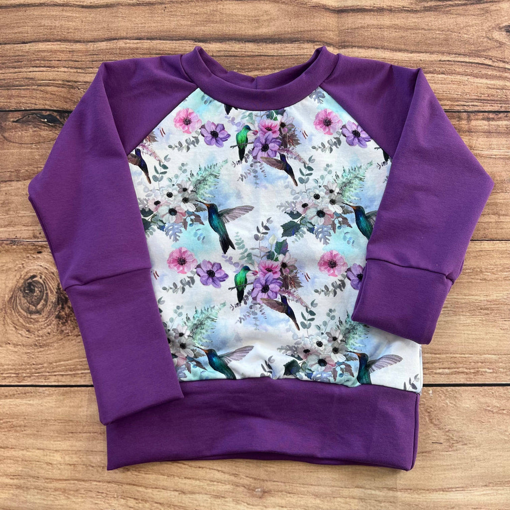 Hummingbird Floral Grow With Me Sweater: 1-3 Years