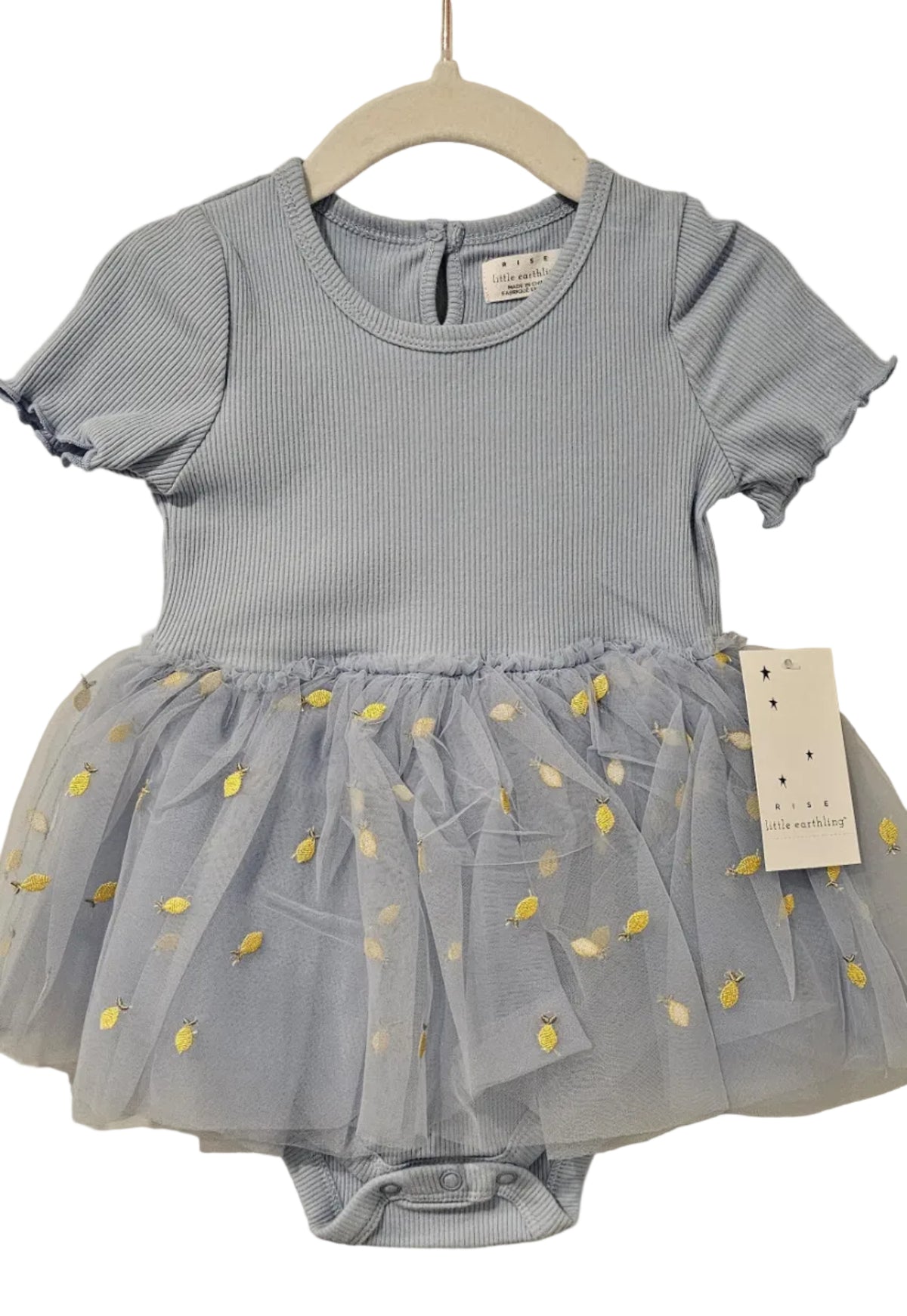 Rise Little Earthling blue lemon tutu bodysuit dress, new with tags
