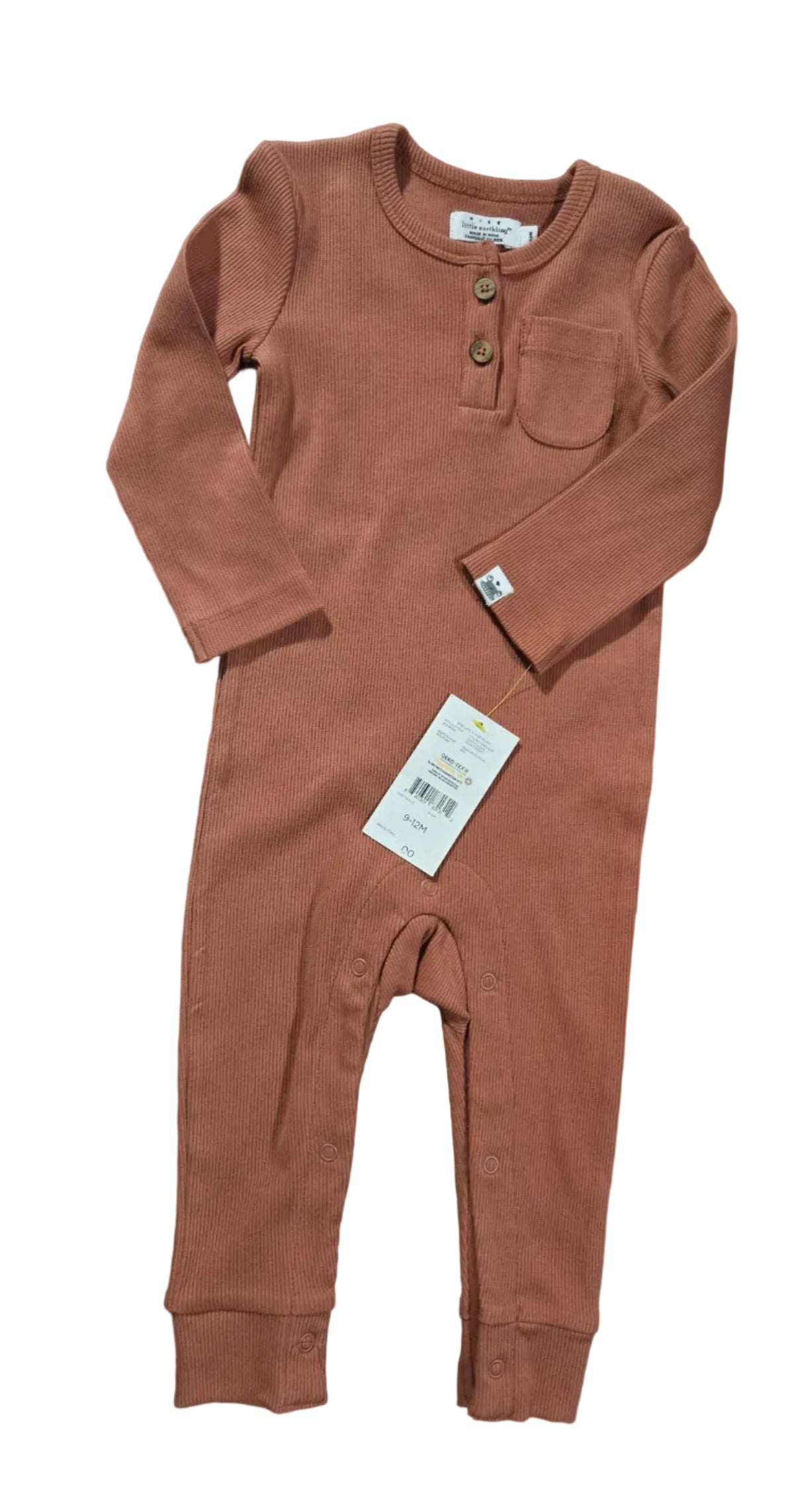 Rise Little Earthling Dusty Cedar Ribbed Romper, 9-12M – New With Tags
