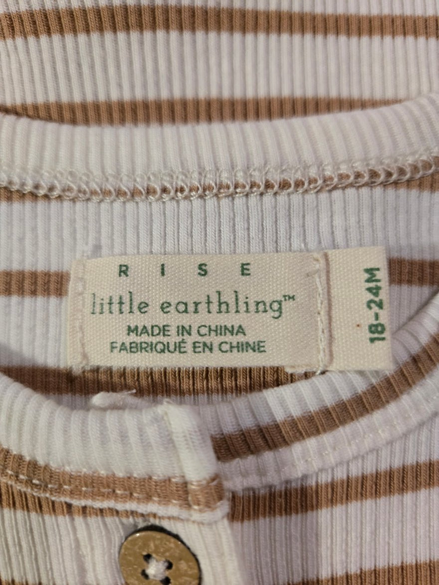 Rise Little Earthling Tan Stripe Ribbed Romper, 18-24M – New With Tags
