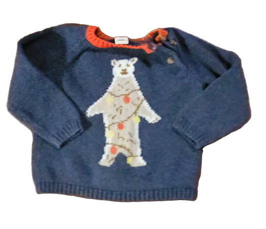 Navy Christmas sweater with llama in Christmas lights