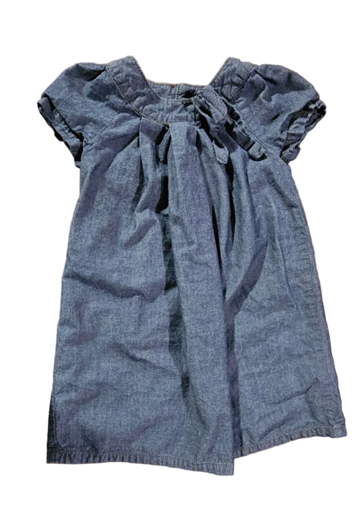 Chambray ruffle dress, front