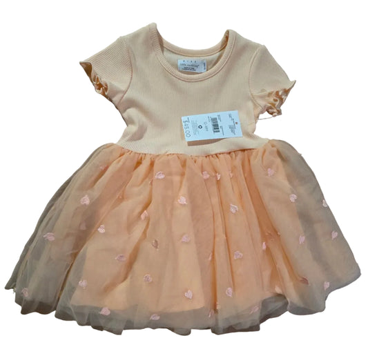 Rise Little Earthling Peach Heart Tulle Dress, 12-18M – New With Tags