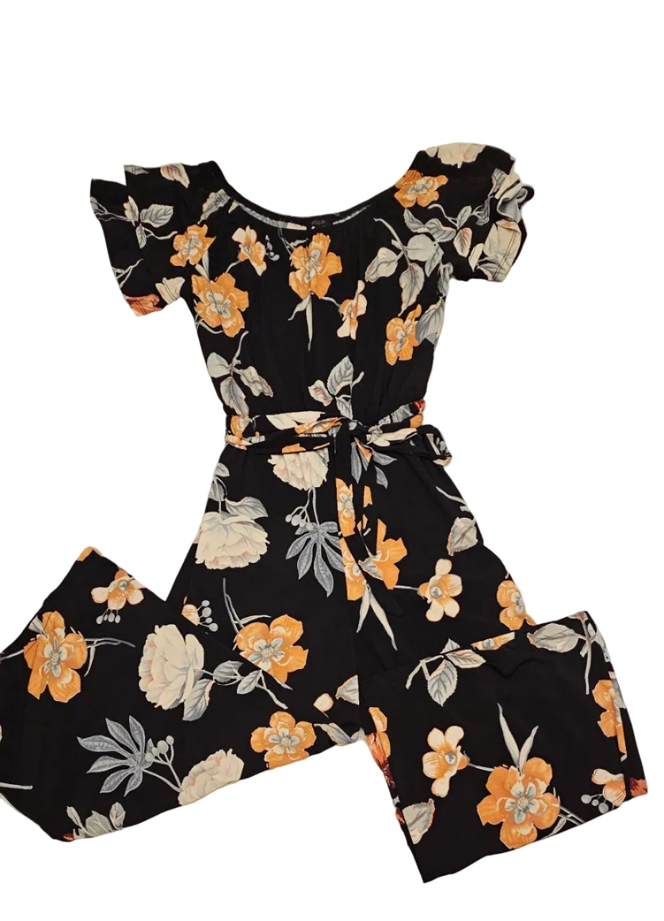 Eclipse Black Floral Tie-Waist Midi Dress, L – Pre-Loved - photo 2