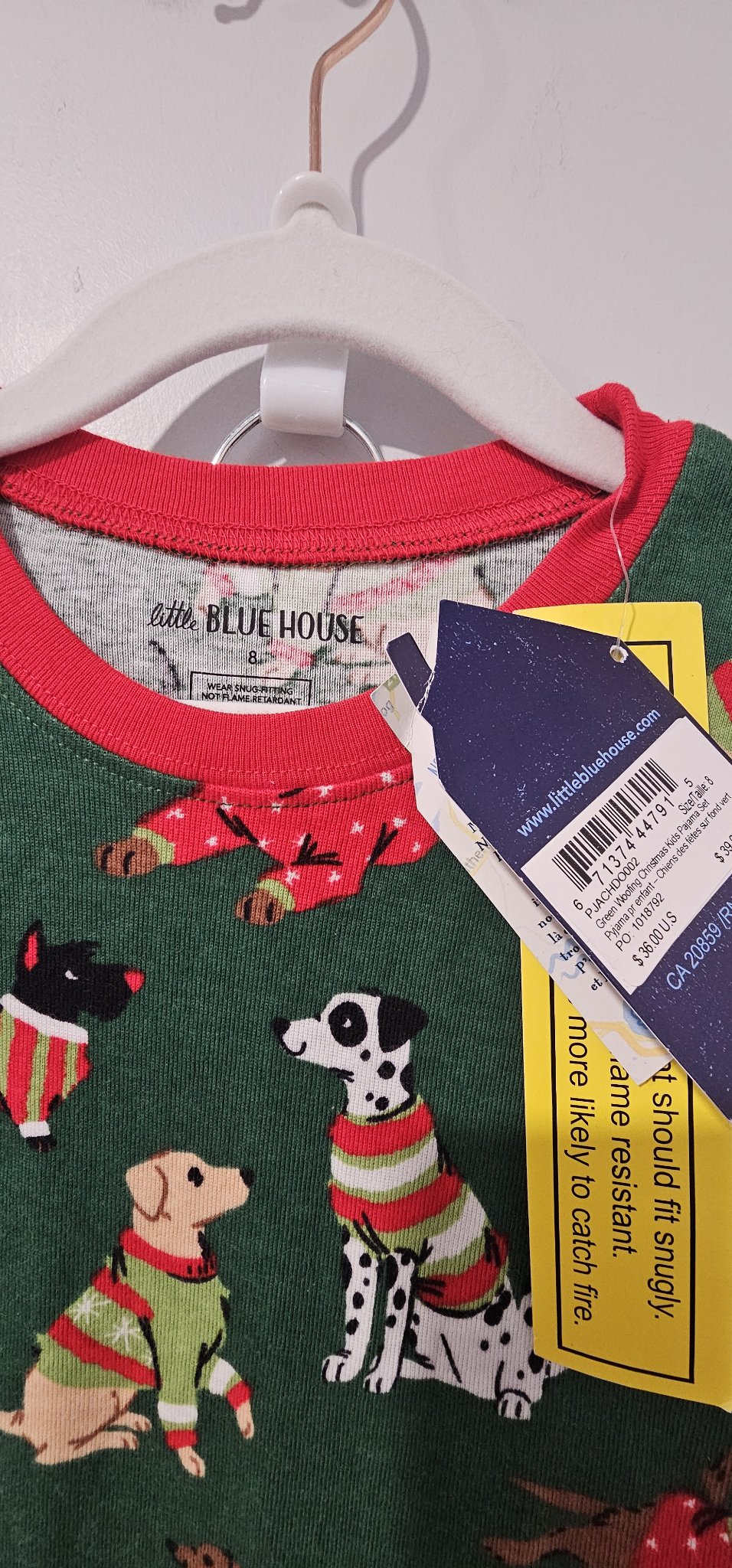 Little Blue House by Hatley Green Woofing Christmas Pajama Set, 8 – New With Tags