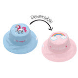 Flap Jack Kids Reversible Sun Hat - Unicorn & Rainbow - Small (6-24M)