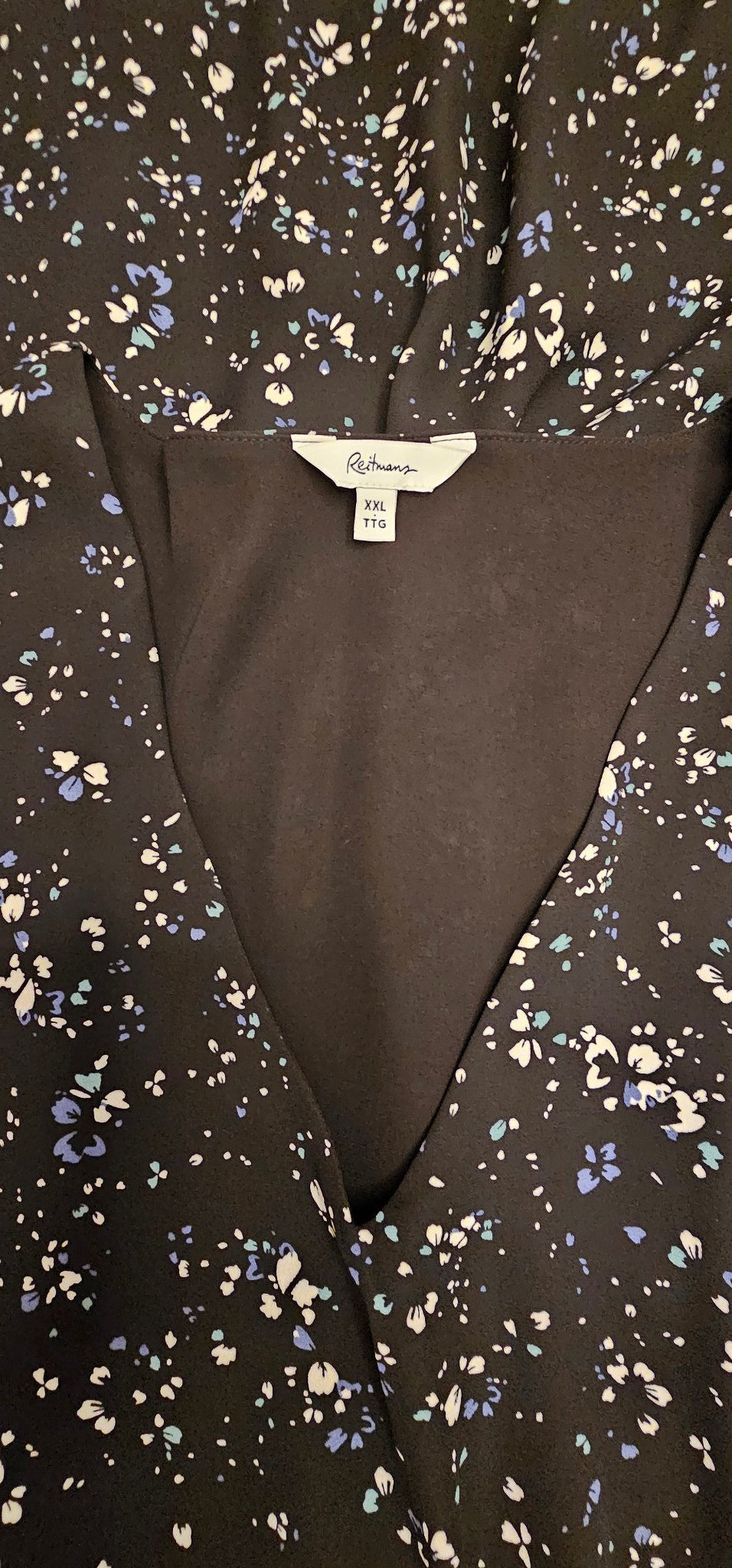 Reitmans Black Ditsy Floral V-Neck Dress, XXL – Pre-Loved - photo 1