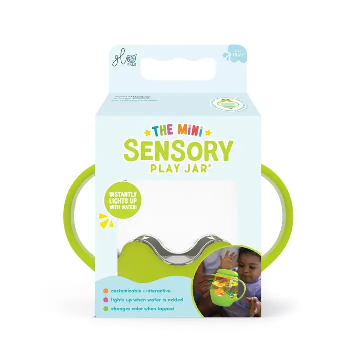 Glo Pals green Mini Sensory Play Jar in packaging