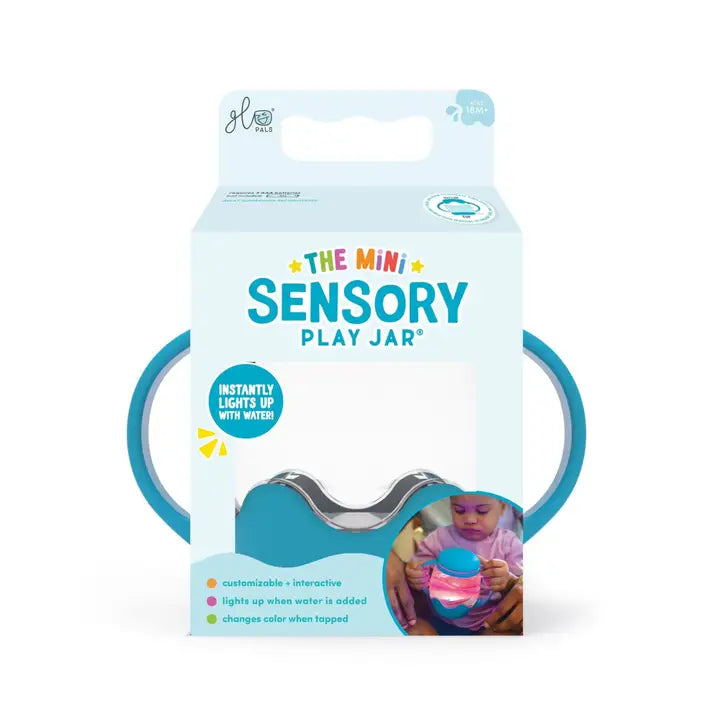 Glo Pals blue Mini Sensory Play Jar in packaging